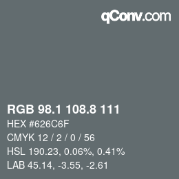 Color code: RGB 98.1 108.8 111 | qconv.com