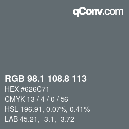 Color code: RGB 98.1 108.8 113 | qconv.com