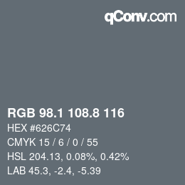 Color code: RGB 98.1 108.8 116 | qconv.com