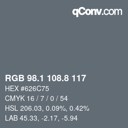 Color code: RGB 98.1 108.8 117 | qconv.com