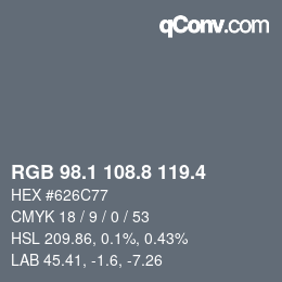 カラーコード: RGB 98.1 108.8 119.4 | qconv.com