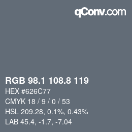 Color code: RGB 98.1 108.8 119 | qconv.com