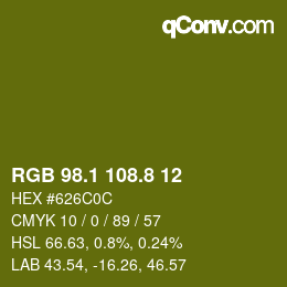 カラーコード: RGB 98.1 108.8 12 | qconv.com