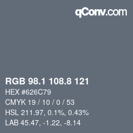 Color code: RGB 98.1 108.8 121 | qconv.com