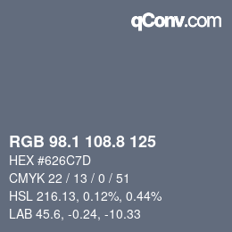 Color code: RGB 98.1 108.8 125 | qconv.com