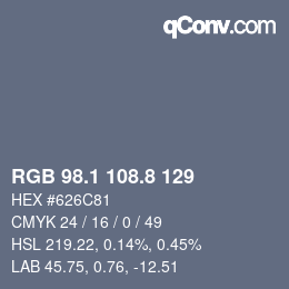 Farbcode: RGB 98.1 108.8 129 | qconv.com