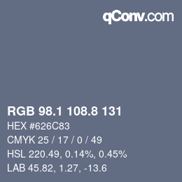 Color code: RGB 98.1 108.8 131 | qconv.com
