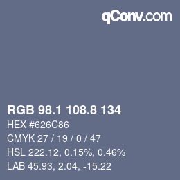 Farbcode: RGB 98.1 108.8 134 | qconv.com
