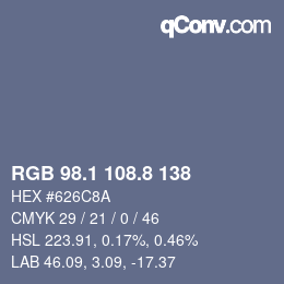 カラーコード: RGB 98.1 108.8 138 | qconv.com