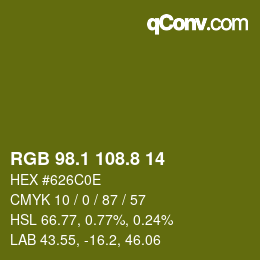 カラーコード: RGB 98.1 108.8 14 | qconv.com