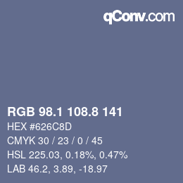 Farbcode: RGB 98.1 108.8 141 | qconv.com
