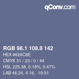 Code couleur: RGB 98.1 108.8 142 | qconv.com