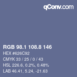 Color code: RGB 98.1 108.8 146 | qconv.com