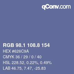 Color code: RGB 98.1 108.8 154 | qconv.com
