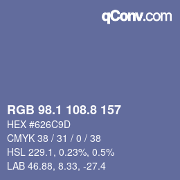 カラーコード: RGB 98.1 108.8 157 | qconv.com