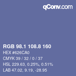 Color code: RGB 98.1 108.8 160 | qconv.com