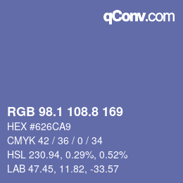 Farbcode: RGB 98.1 108.8 169 | qconv.com
