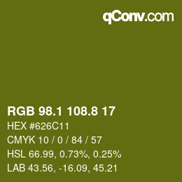 カラーコード: RGB 98.1 108.8 17 | qconv.com