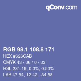 Color code: RGB 98.1 108.8 171 | qconv.com
