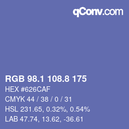 Color code: RGB 98.1 108.8 175 | qconv.com