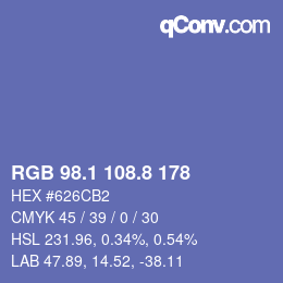 Color code: RGB 98.1 108.8 178 | qconv.com