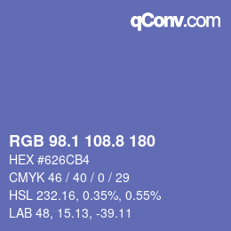 Color code: RGB 98.1 108.8 180 | qconv.com