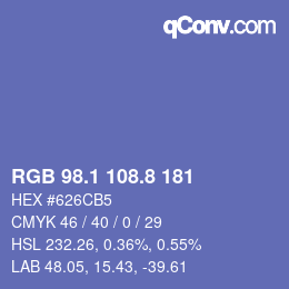 Color code: RGB 98.1 108.8 181 | qconv.com