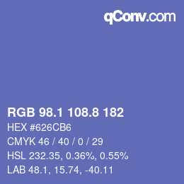 Color code: RGB 98.1 108.8 182 | qconv.com