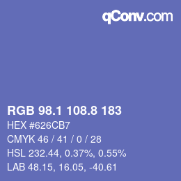 Farbcode: RGB 98.1 108.8 183 | qconv.com