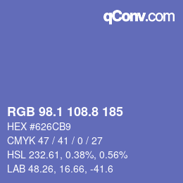 カラーコード: RGB 98.1 108.8 185 | qconv.com