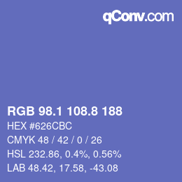 カラーコード: RGB 98.1 108.8 188 | qconv.com