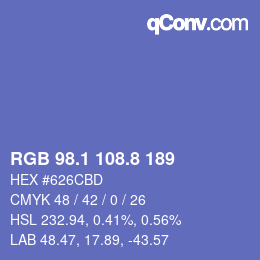 カラーコード: RGB 98.1 108.8 189 | qconv.com