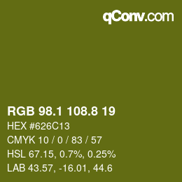 カラーコード: RGB 98.1 108.8 19 | qconv.com