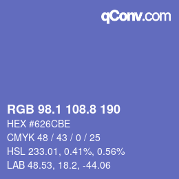 カラーコード: RGB 98.1 108.8 190 | qconv.com