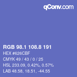 カラーコード: RGB 98.1 108.8 191 | qconv.com