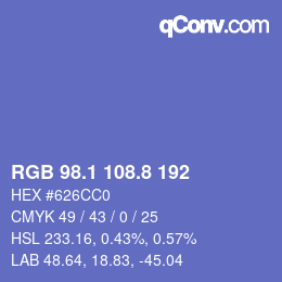 カラーコード: RGB 98.1 108.8 192 | qconv.com