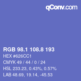 カラーコード: RGB 98.1 108.8 193 | qconv.com