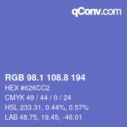 カラーコード: RGB 98.1 108.8 194 | qconv.com
