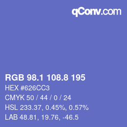 カラーコード: RGB 98.1 108.8 195 | qconv.com