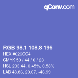 カラーコード: RGB 98.1 108.8 196 | qconv.com
