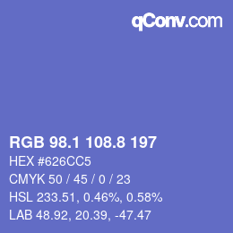カラーコード: RGB 98.1 108.8 197 | qconv.com