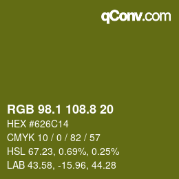 カラーコード: RGB 98.1 108.8 20 | qconv.com