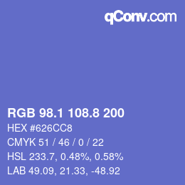 カラーコード: RGB 98.1 108.8 200 | qconv.com