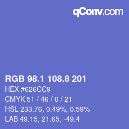 カラーコード: RGB 98.1 108.8 201 | qconv.com