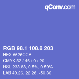 カラーコード: RGB 98.1 108.8 203 | qconv.com