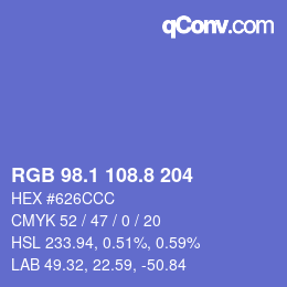 カラーコード: RGB 98.1 108.8 204 | qconv.com