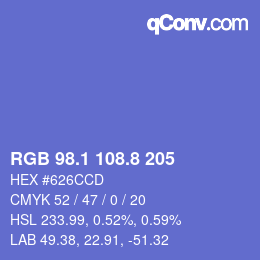 カラーコード: RGB 98.1 108.8 205 | qconv.com