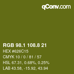 カラーコード: RGB 98.1 108.8 21 | qconv.com