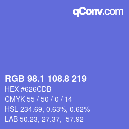 カラーコード: RGB 98.1 108.8 219 | qconv.com