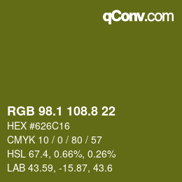 カラーコード: RGB 98.1 108.8 22 | qconv.com